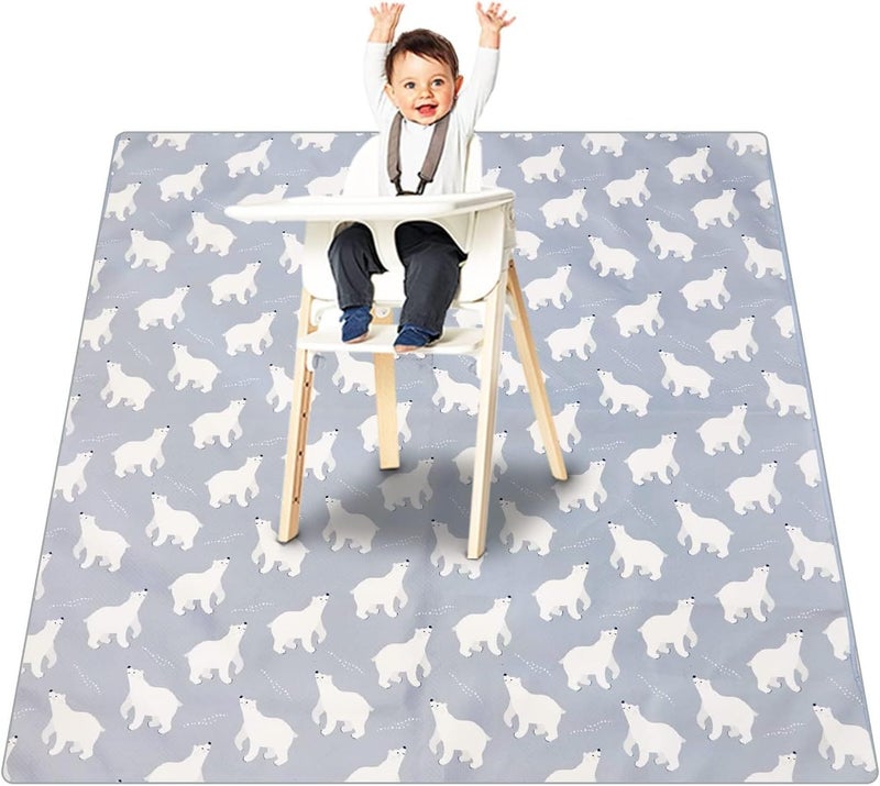 CoolaPeach Splat Mat for Under High Chair/Arts/Crafts, Washable Baby Spill Mat Waterproof Non-Slip Floor Splash Mat, Portable Play Mat and Table Cloth (Bear, 43"x 43") - Image 1